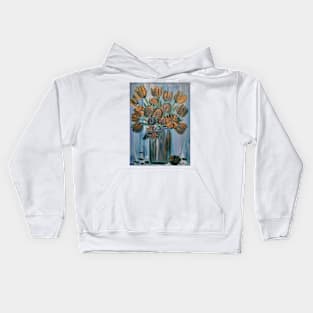 Some beautiful abstract mixed flowers rose's and tulips flowers in a glass vase Kids Hoodie